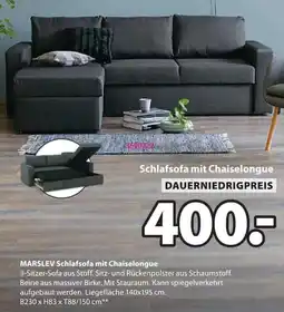 Jysk MARSLEV Schlafsofa mit Chaiselongue Angebot
