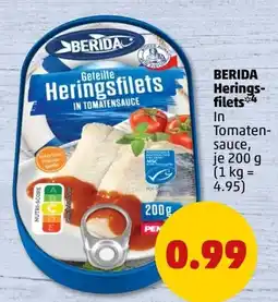 PENNY BERIDA Geteilte Heringsfilets IN TOMATENSAUCE Angebot