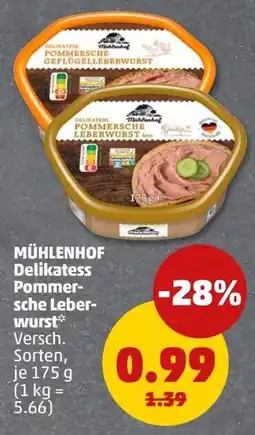 PENNY MÜHLENHOF Delikatess Pommer sche Leberwurst Angebot