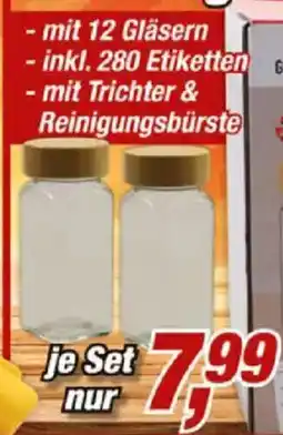 Posten Börse Gläser mit Trichter & Reinigungsbürste Angebot
