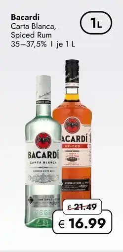 Travel Free Bacardi Carta Blanca, Spiced Rum Angebot