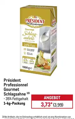 METRO Président Professionnel Gourmet Schlagsahne Angebot