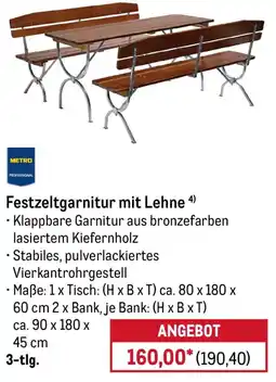 METRO Festzeltgarnitur mit Lehne Angebot