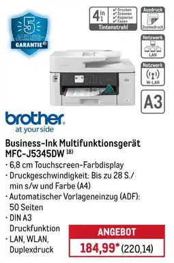 METRO Brother Business-Ink Multifunktionsgerät MFC-J5345DW Angebot