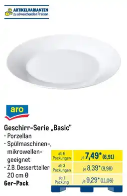 METRO Geschirr-Serie „Basic“ Angebot