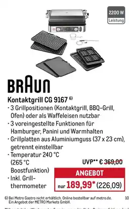 METRO BRAUN Kontaktgrill CG 9167 Angebot