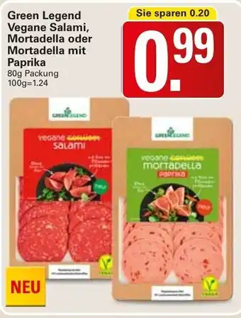 WEZ Green Legend Vegane Salami, Mortadella oder Mortadella mit Paprika 80g Angebot