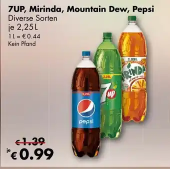 Travel Free 7UP, Mirinda, Mountain Dew, Pepsi 2.25L Angebot