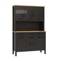 Netto Marken-Discount Buffetschrank Carbona mit 5 Türen & 5 Schubladen, Sicherheitsglas, Anthrazit/Artisan Eiche Angebot