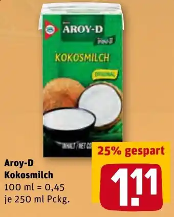 REWE Aroy-D Kokosmilch 250ml Angebot