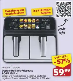 Famila Nord West PROFI COOK Doppel-Heißluft-Fritteuse PC-FR 1287 H Angebot