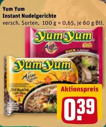 REWE Yum Yum Instant Nudelgerichte 60g Btl. Angebot