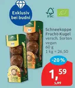 Budni Schneekoppe Frucht-Kugel vegan Angebot