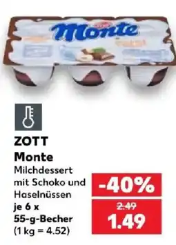 Kaufland ZOTT Monte Milchdessert Angebot