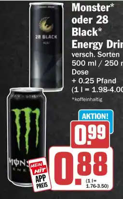 HIT Monster* oder 28 Black* Energy Drink Angebot