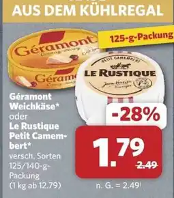 Combi Géramont Weichkäse oder Le Rustique Petit Camembert Angebot