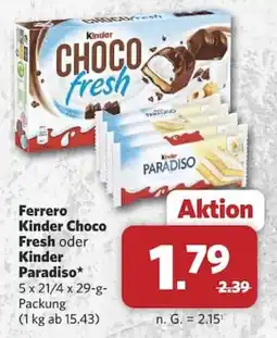 Combi Ferrero Kinder Choco Fresh oder Kinder Paradiso Angebot