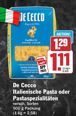 HIT De Cecco Italienische Pasta oder Pastaspezialitäten Angebot