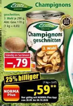 Norma Ernte Krone Champignons geschnitten Angebot