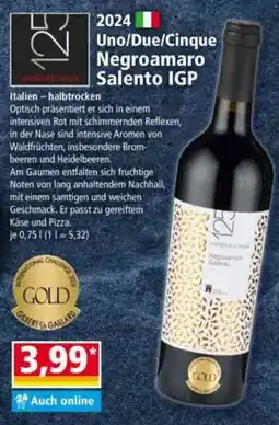 Norma Uno/Due/Cinque Negroamaro Salento IGP Angebot