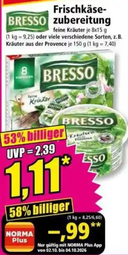 Norma BRESSO Frischkäsezubereitung feine Kräuter Angebot