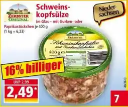 Norma Zerbster Original Schweinskopfsülze Angebot