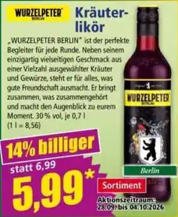 Norma WURZELPETER BERLIN Kräuterlikör Angebot