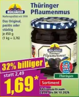 Norma Mühlhäuser Thüringer Pflaumenmus Angebot