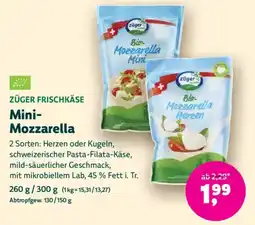 Biomarkt Züger Bio-Mozzarella Angebot