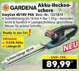 Norma GARDENA Akku-Heckenschere EasyCut 40/18V P4A Angebot