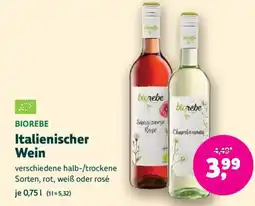 Biomarkt BIOREBE Italienischer Wein Angebot