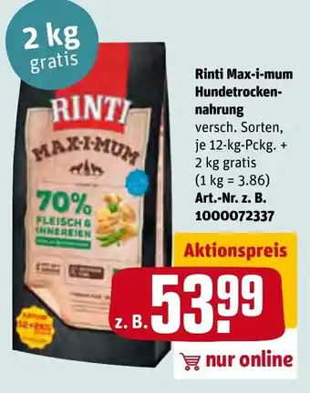 REWE Rinti Max-I-Mum Hundetrockennahrung Angebot
