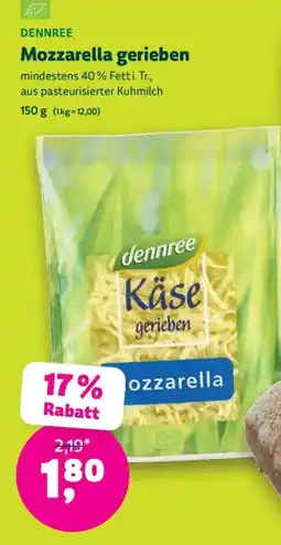 Biomarkt DENNREE Mozzarella gerieben Angebot