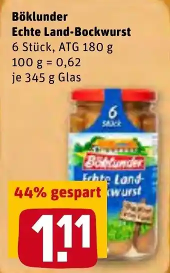 REWE Böklunder Echte Land Bockwurst  345g Angebot