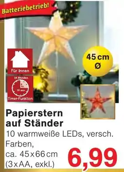 Wiglo Wunderland Papierstern auf Ständer Angebot