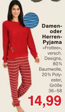 Wiglo Wunderland Damen- oder Herren-Pyjama »Frottee« Angebot