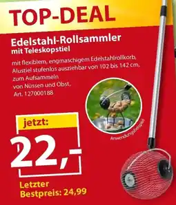 Sonderpreis Baumarkt Edelstahl-Rollsammler mit Teleskopstiel Angebot
