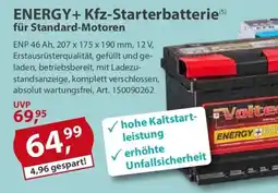 Sonderpreis Baumarkt Voltecc ENERGY+ Kfz-Starterbatterie für Standard-Motoren Angebot