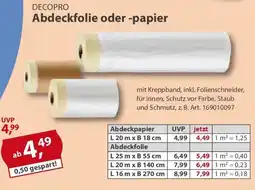 Sonderpreis Baumarkt DECOPRO Abdeckfolie oder -papier Angebot