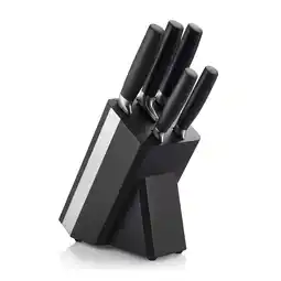 Netto Marken-Discount Arendo Messerblock, 5-teilig mit Holzblock & Messern aus Edelstahl, ergonomische Griffe, schwarz Angebot