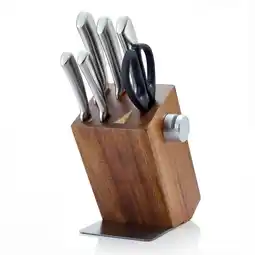 Netto Marken-Discount Arendo Messerblock, 6-teilig mit Holzblock & Edelstahl Messern, inkl. Schärfer und Schere, nan Angebot