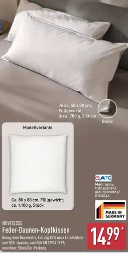 Aldi Nord NOVITESSE Feder-Daunen-Kopfkissen Angebot