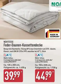 Aldi Nord NOVITESSE Feder-Daunen-Kassettendecke Angebot