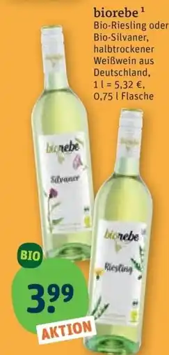 tegut biorebe Bio-Riesling oder Bio-Silvaner Angebot