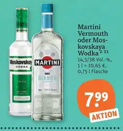 tegut Martini Vermouth oder Moskovskaya Wodka Angebot