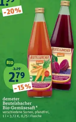 tegut demeter Beutelsbacher Bio-Gemüsesaft Angebot