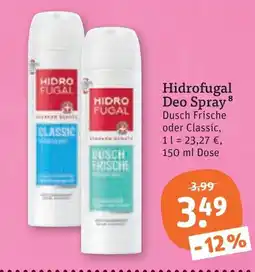 tegut Hidrofugal Deo Spray Angebot
