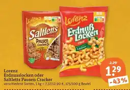 tegut Lorenz Erdnusslocken oder Saltletts Pausen Cracker Angebot