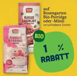 tegut Rosengarten Bio-Porridge oder Müsli Angebot