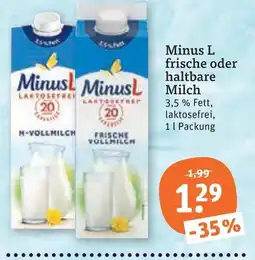 tegut Minus L frische oder haltbare Milch Angebot
